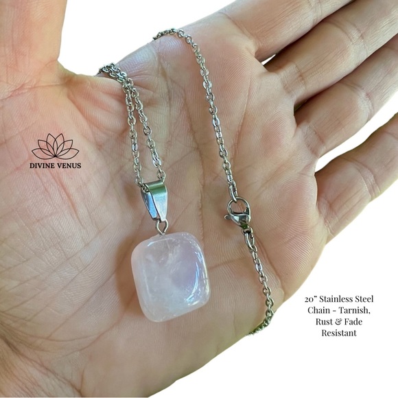 Rose Quartz Imani Necklace | Stainless Steel Jewelry - Picture 6 of 7